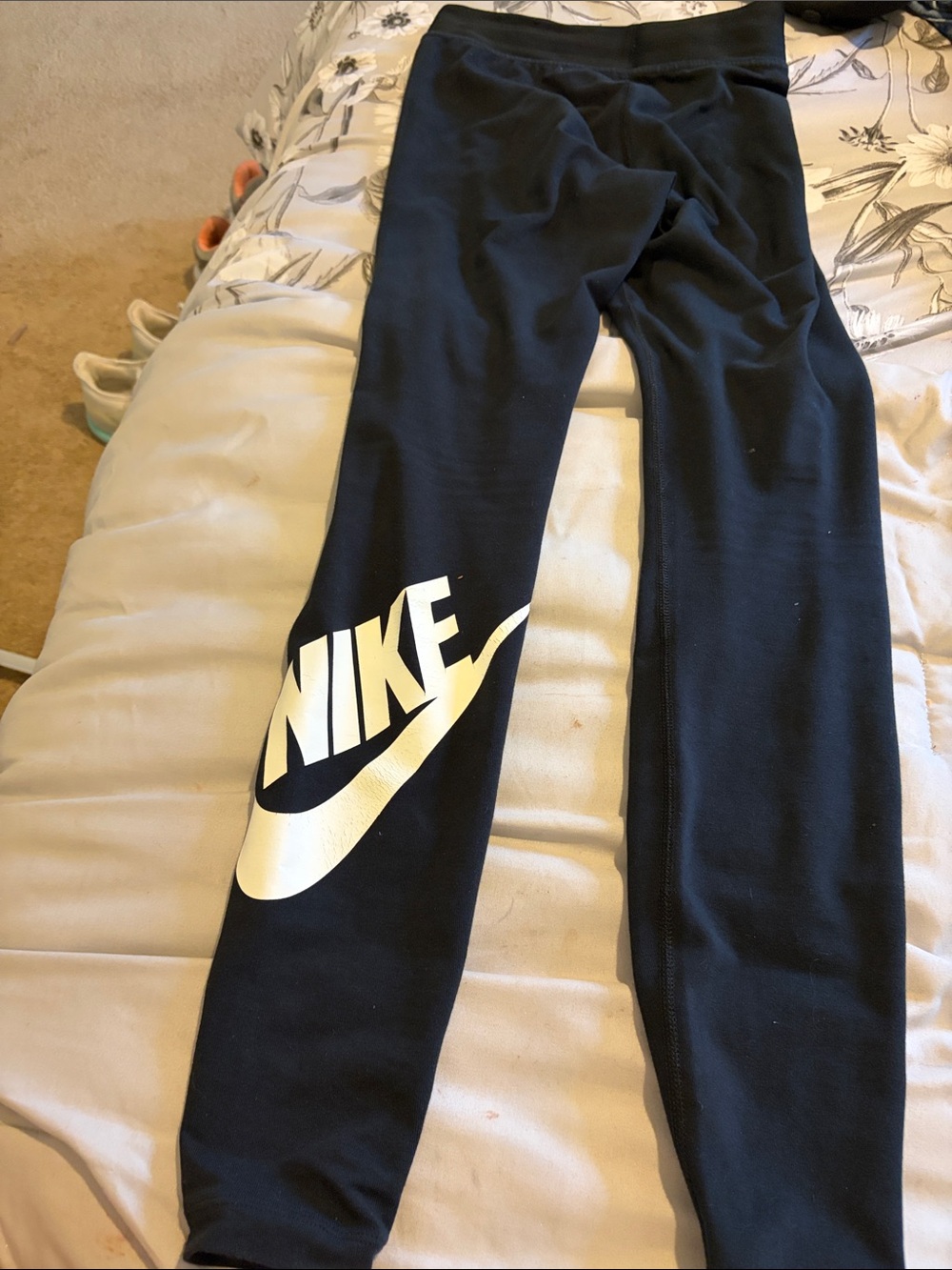 Nike Black Leggings with White Swoosh Logo